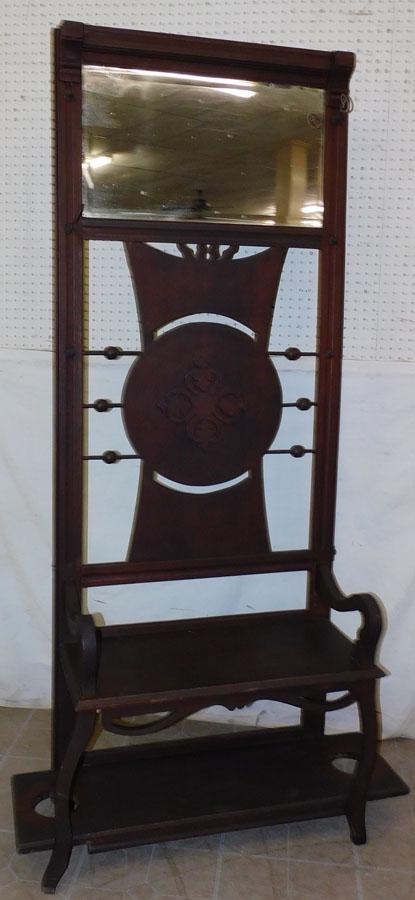 Walnut Victorian Stick & Ball Hall Tree: Walnut Victorian Stick & Ball Hall Tree. 28 1/2" W 14" D 72 1/4" H