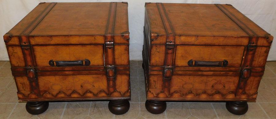 Pair Faux Leather End Table By Collezion Europa (1 of 5)