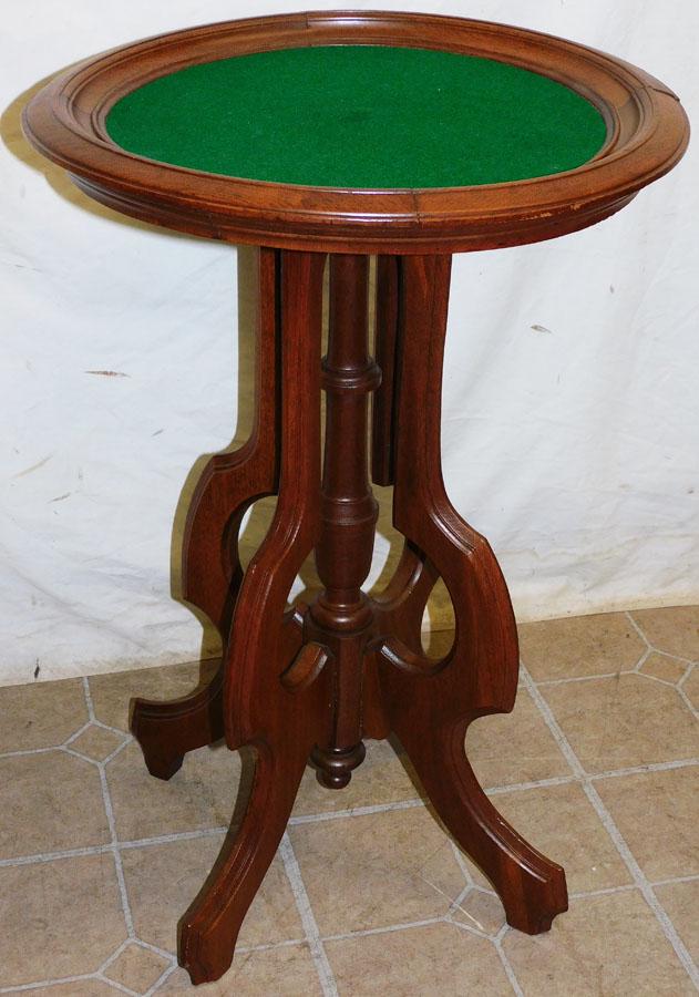 Round Walnut Victorian Felt Top Stand (1 of 3)