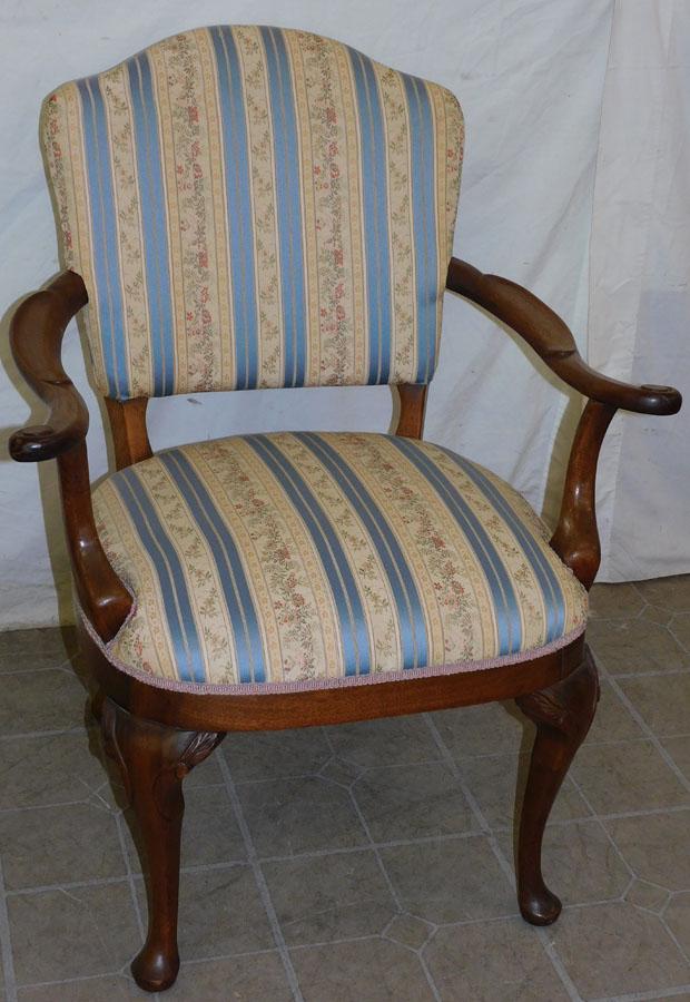 Walnut Carved Queen Anne Arm Chair: Walnut Carved Queen Anne Arm Chair. 35 1/2" H