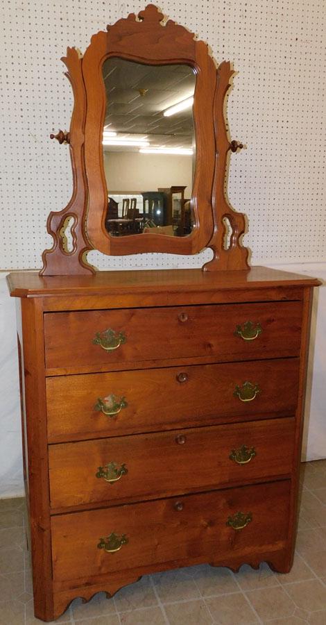 Victorian Walnut Dresser W/ Mirror (1 of 6)