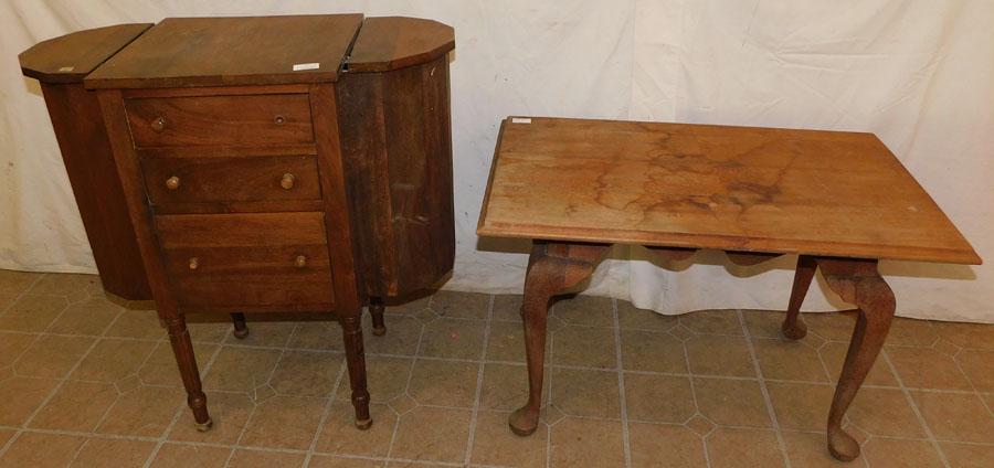 Antique Walnut Queen Anne Tea Table & Sewing Stand (1 of 2)