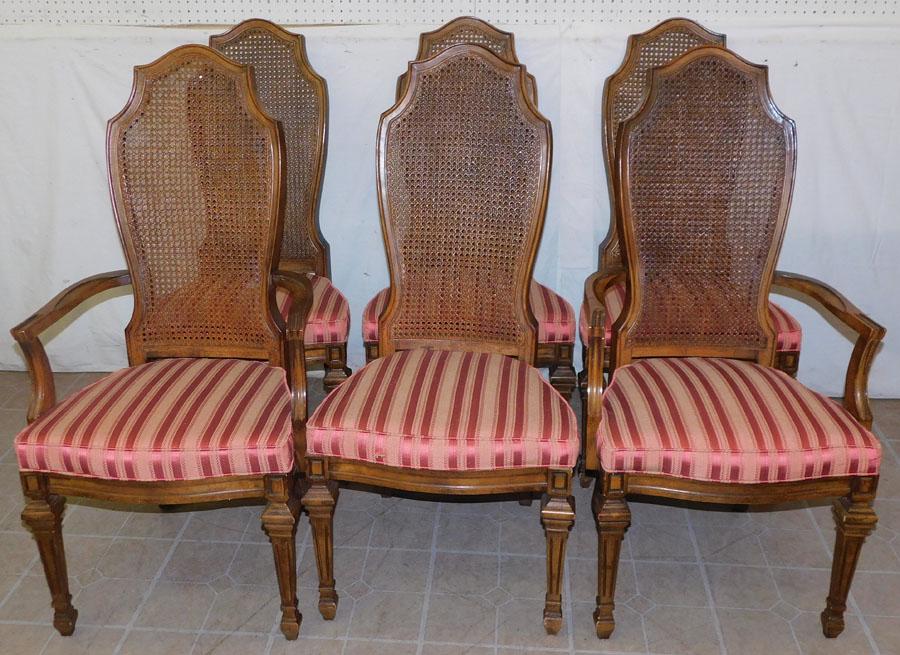 Set 6 Walnut Cane Back Dining Chairs (1 of 4)