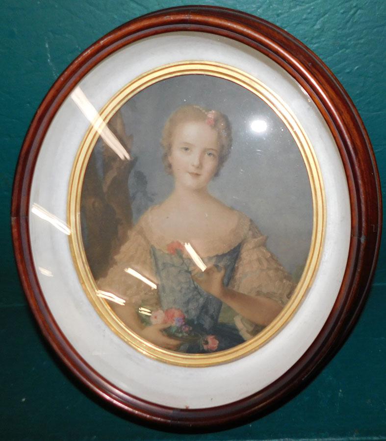 Victorian Mah Oval Shadow Box framed Print Of Lady (1 of 3)