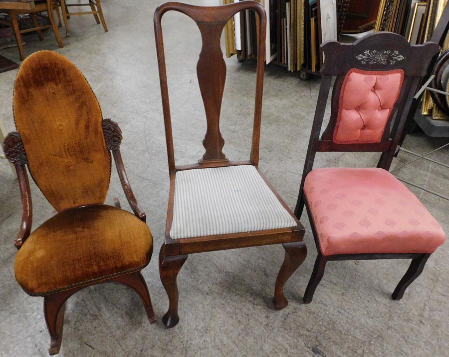 Two Antique Side Chairs & One Rocking Chair (1 of 7)