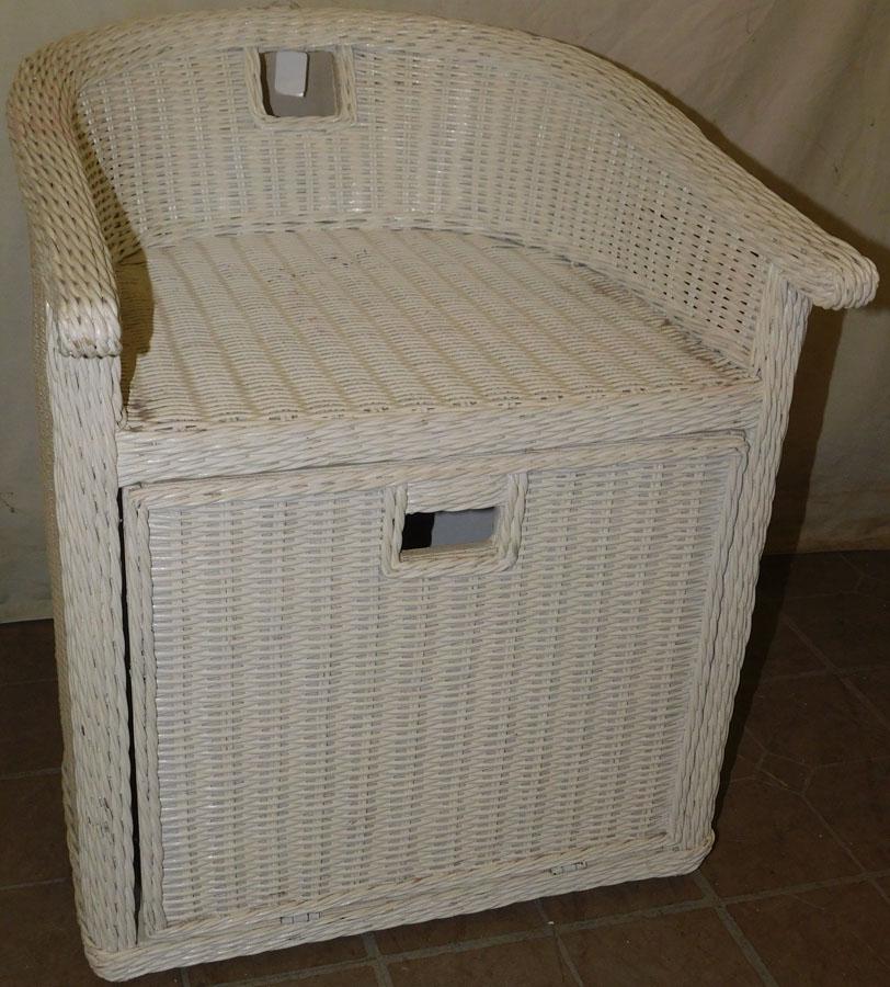 Wicker Arm Chair W/ Storage Compartment: Wicker Arm Chair W/ Storage Compartment. 26" H