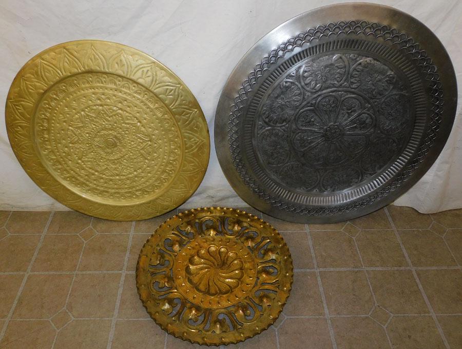 Two Brass Trays & Pewter Tray (1 of 2)