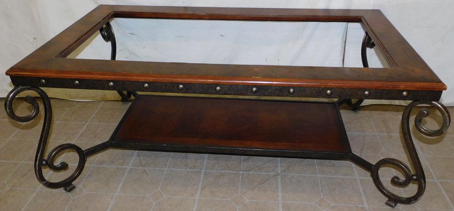 Burl Walnut Metal Base Coffee Table Frame (1 of 3)