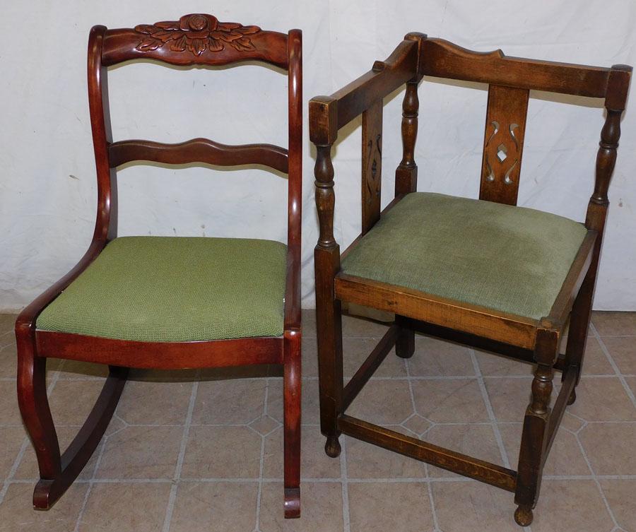 Mahogany Rocker & Mahogany Corner Chair: Mahogany Rocker & Mahogany Corner Chair. 28 1/4" H