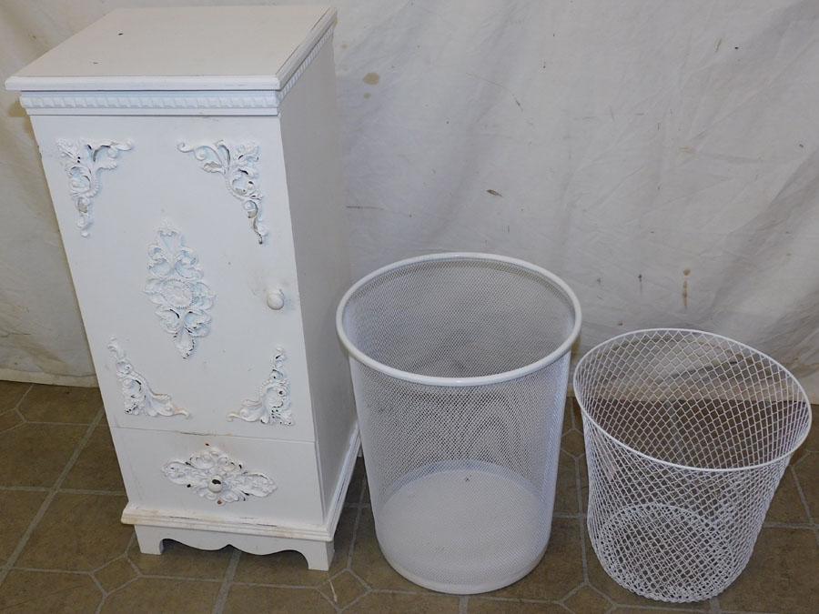 Painted Cabinet & 2 Metal Baskets (1 of 3)