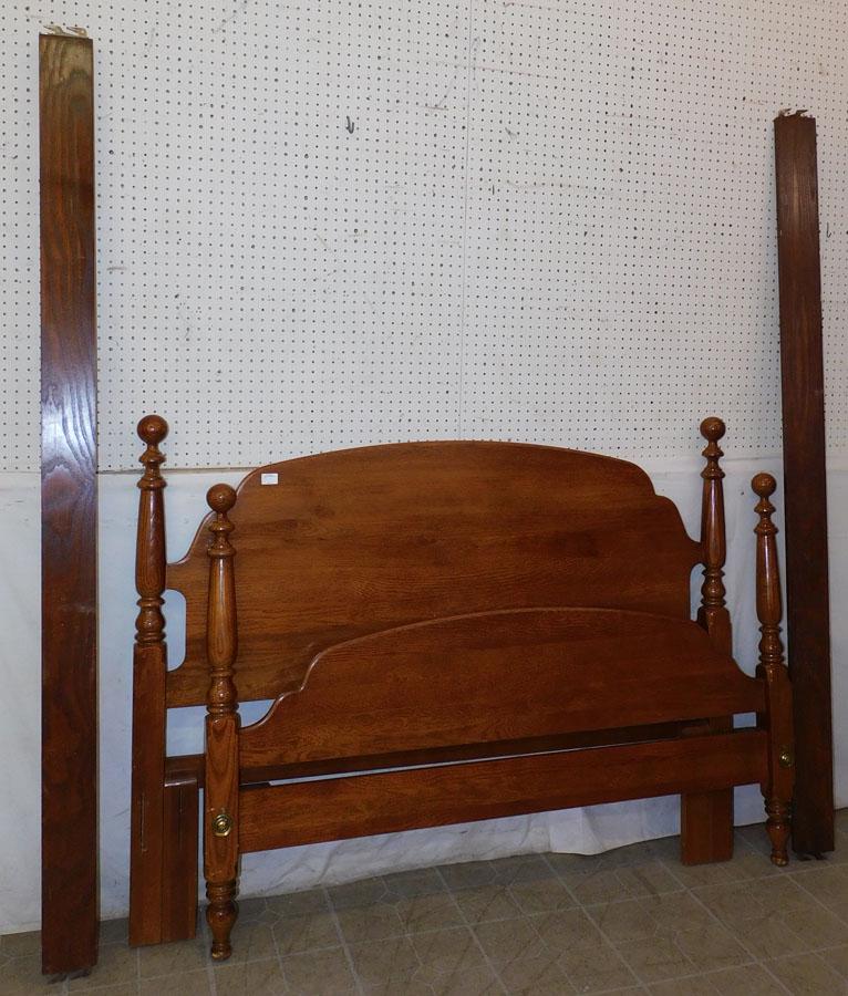 Queen Size Oak Cannonball Bed (1 of 4)