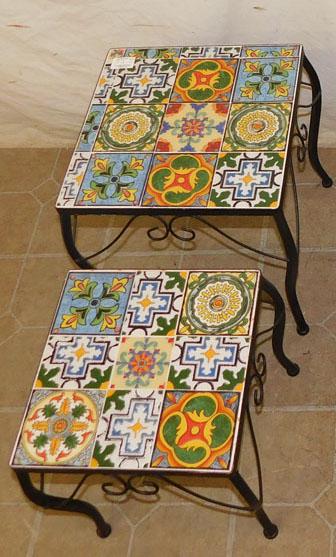 Two Metal Tile Top Nesting Tables (1 of 2)