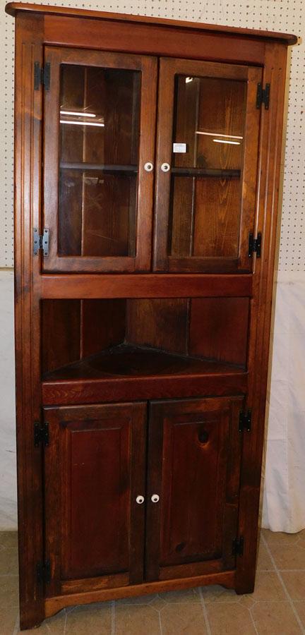 Pine Glass Door Corner  Cabinet (1 of 3)