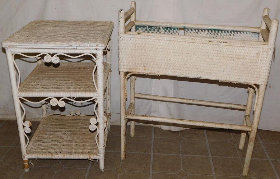 Wicker Stand & Wicker Plant Stand (1 of 1)