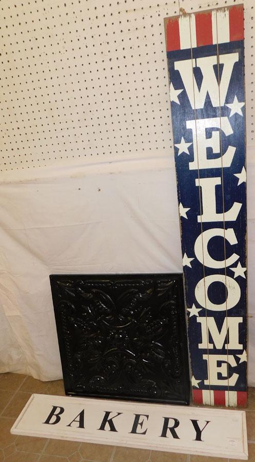 Two Painted Wood Signs & Metal Wall Hanging (1 of 2)