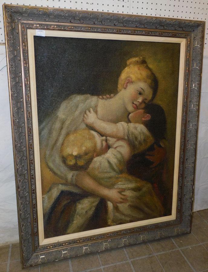 Ornate Framed OOB Of Mother & Child: Ornate Framed OOB Of Mother & Child. 39" X 49"