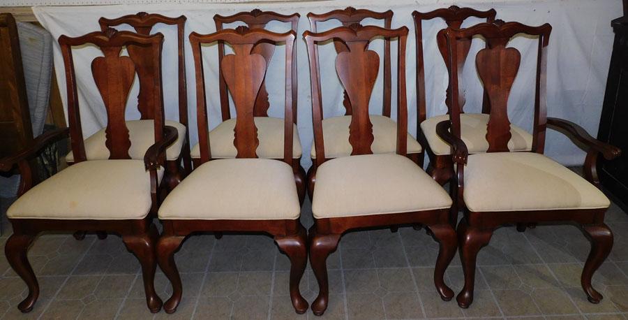 Set 8 Cherry Shell Carved Dining Chairs By Kincaid (1 of 5)