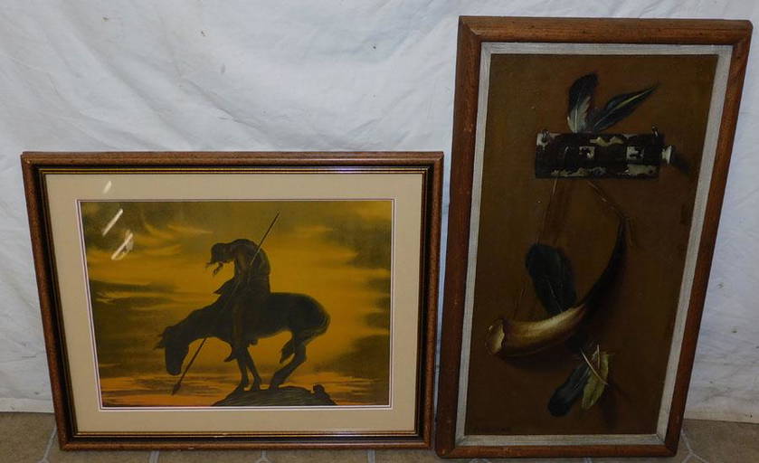 Native American Print & OOB Of Powder Horn Signed (0503) on Mar 09