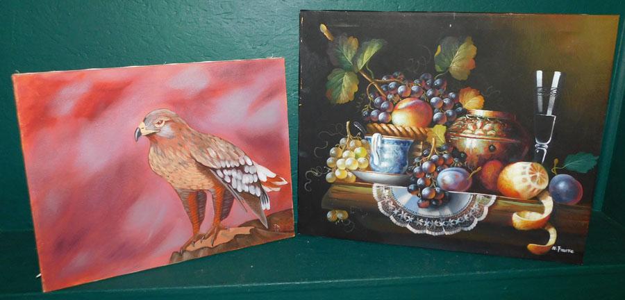 Two Unframed OOC Still Life & A Eagle - Both Signed (1 of 6)