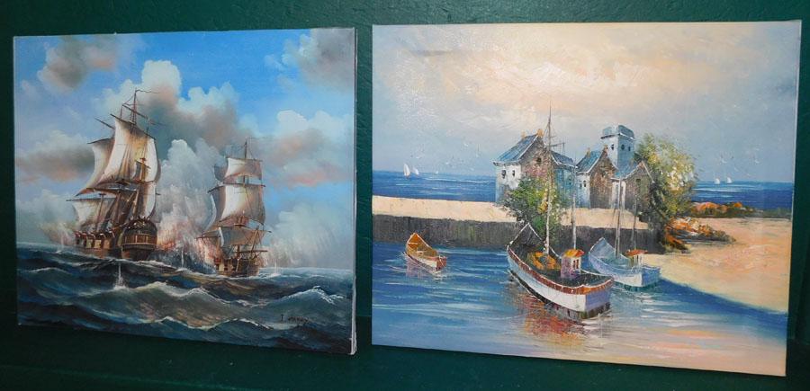 Two Unframed OOC Boat & Ship Scene - Both Signed (1 of 7)