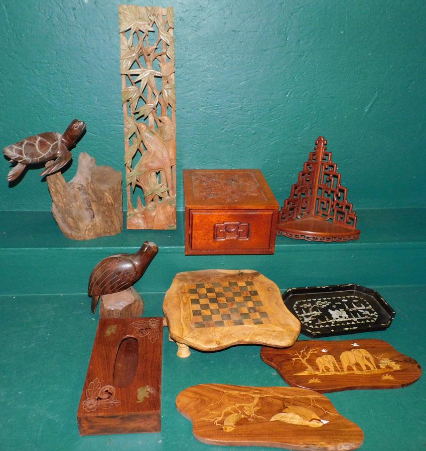 Lot Oriental Wooden Boxes - Wood Carved Items (1 of 3)