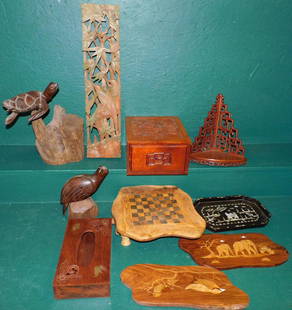 Lot Oriental Wooden Boxes - Wood Carved Items: Lot Oriental Wooden Boxes - Wood Carved Items.