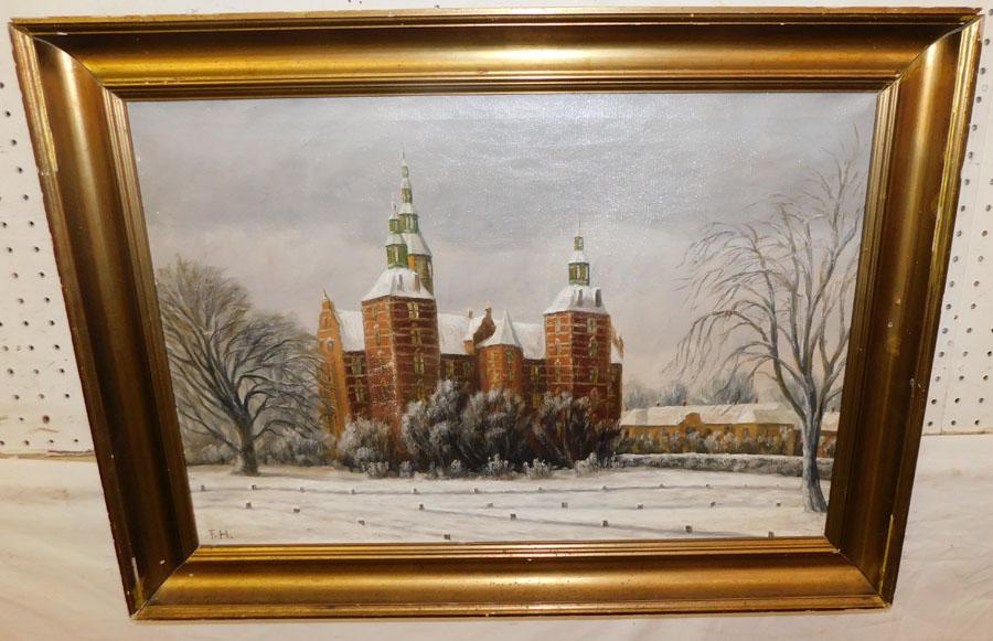 Antique OOC Snow Scene (Repair To Canvas) (1 of 4)