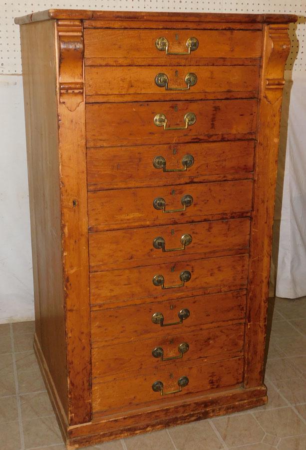 19th C Pine 10 Drawer Lock Side Chest (1 of 7)