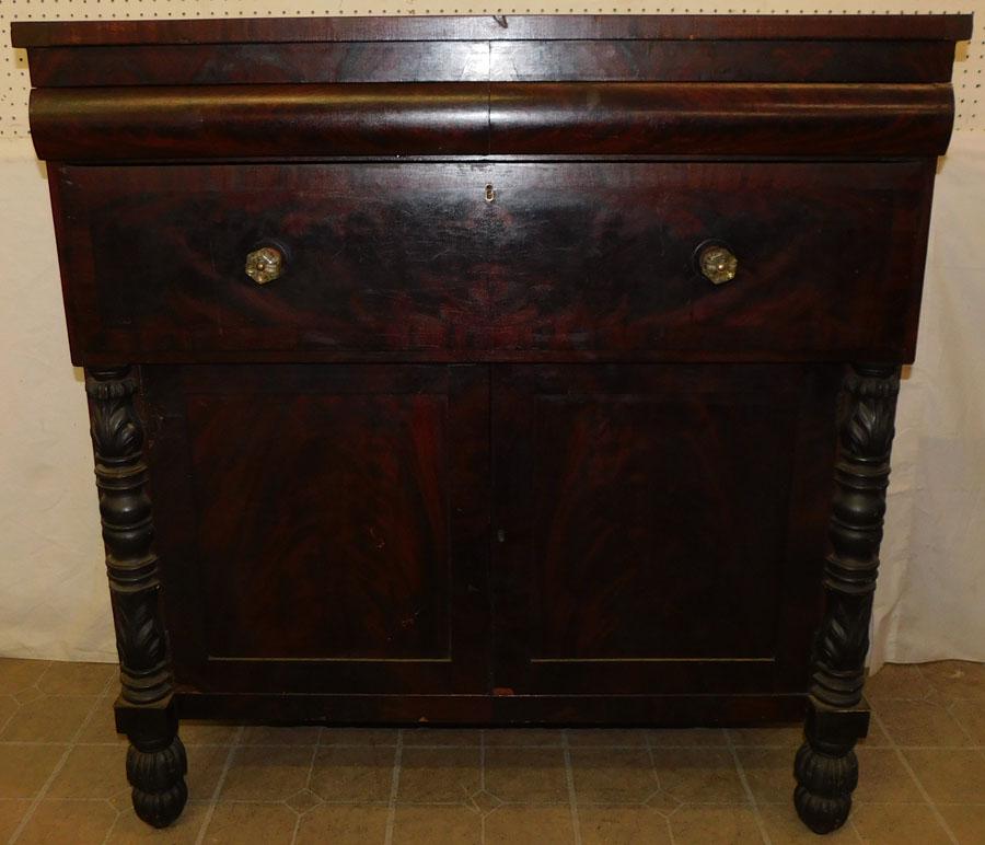 Empire Mahogany Carved Sideboard: Empire Mahogany Carved Sideboard. 47" W 21 1/2" D 49 1/2" H