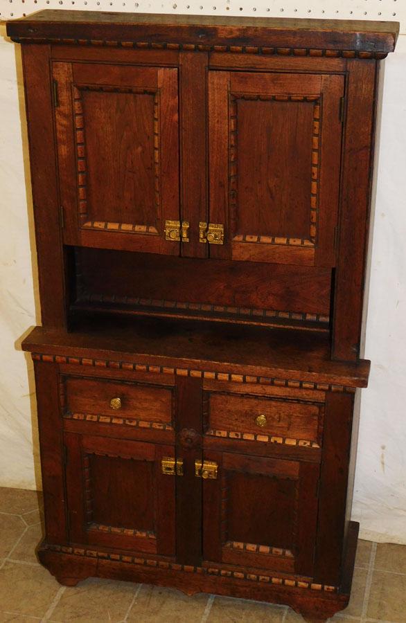 Antique Walnut Step Back Miniature Cupboard (1 of 5)