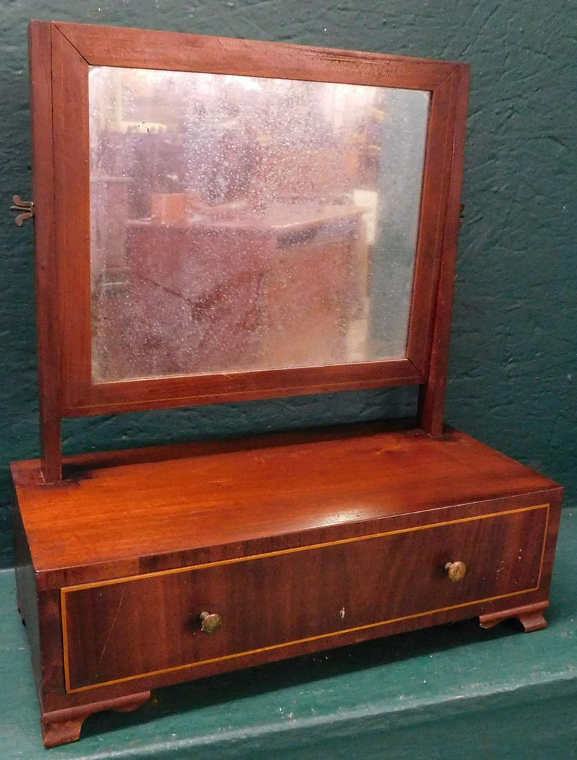 Antique Mahogany Inlay Shaving Mirror (1 of 3)
