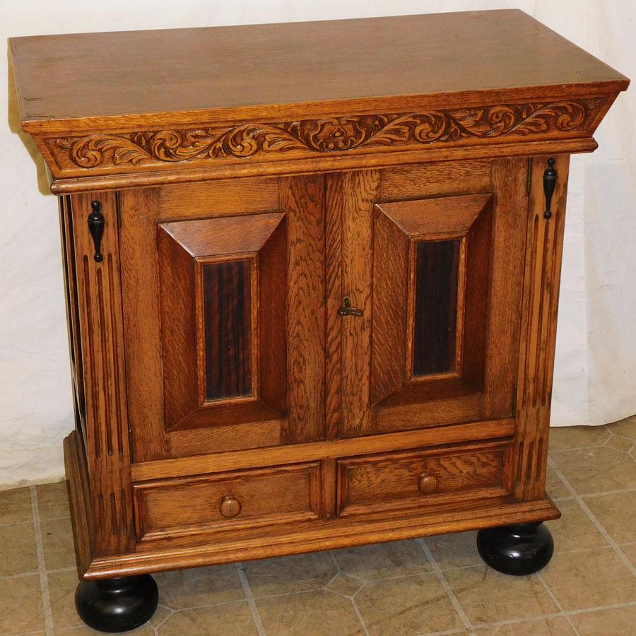 Antique Oak Cabinet W/ Bun Feet (1 of 6)