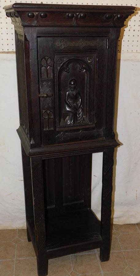 Antique Oak Carved Diminutive Court Cabinet (1 of 6)