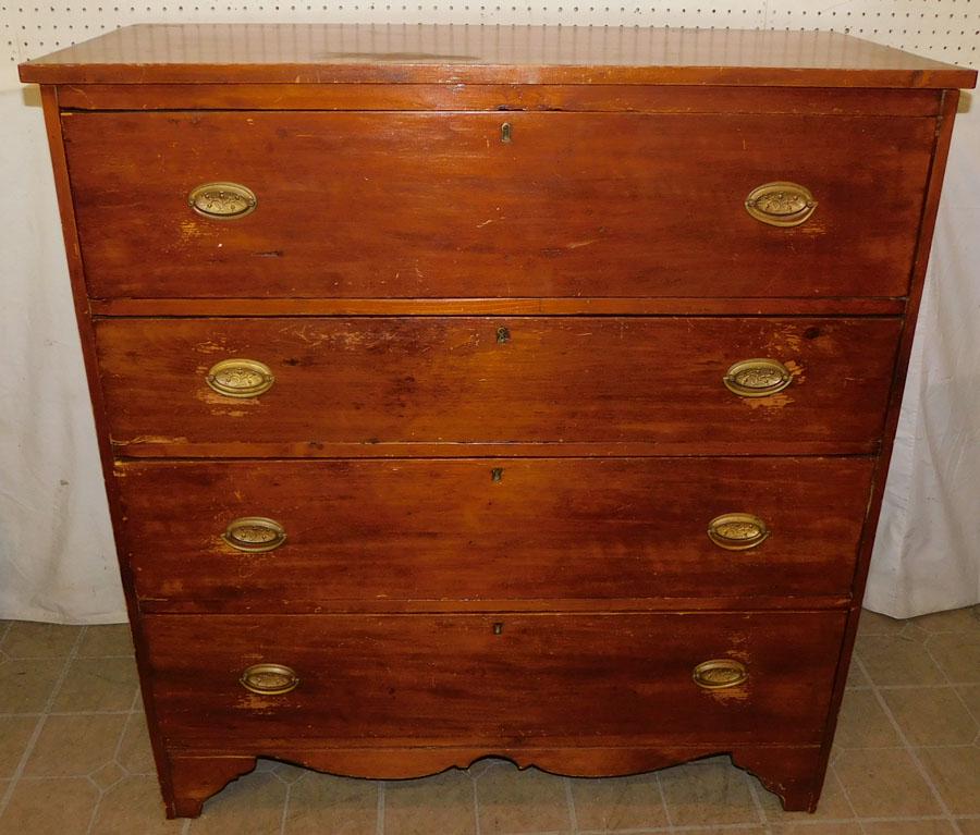 19th C American Cherry 4 Drawer Chest (1 of 5)