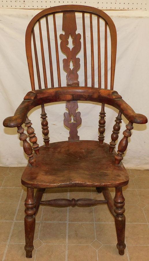 19th C Elm Wood Windsor Arm Chair (1 of 4)