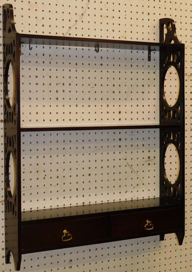 Chippendale Mahog Open Work 2 Drawer Hanging Shelf (1 of 5)