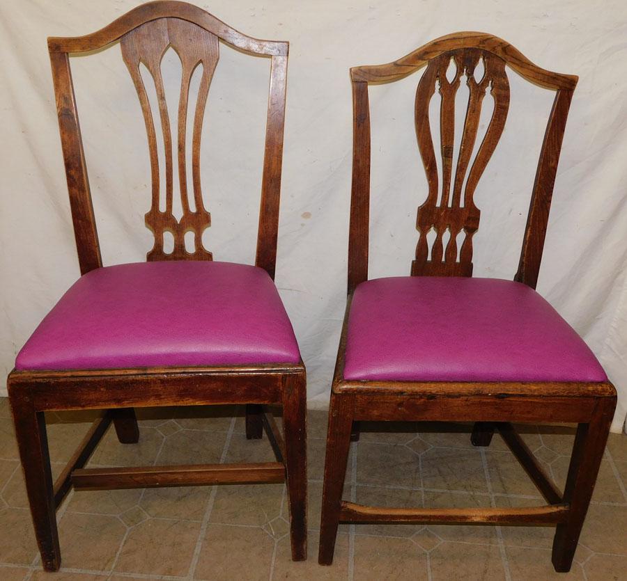 Pair Antique Elm Wood Shield Back Side Chairs (1 of 4)