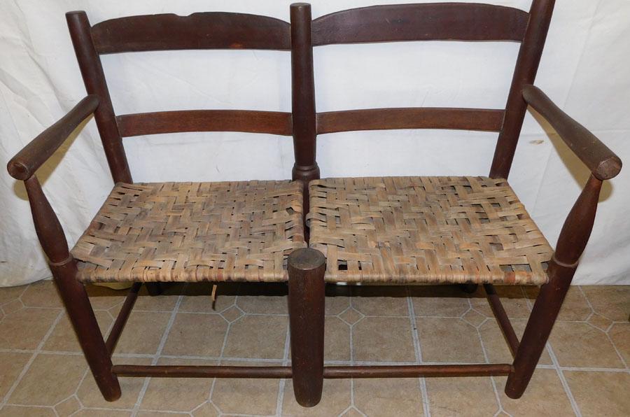 Antique Ladder Back 2 Seat Wagon Bench (1 of 3)