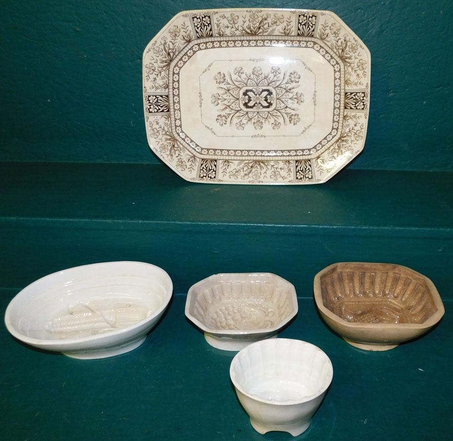 Lot 4 Butter Molds & Brown Transfer Platter (1 of 6)
