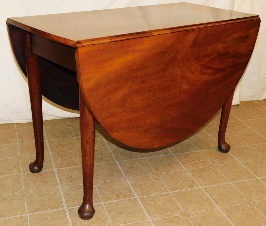 19th C Mahogany Queen Anne Drop Leaf Table (1 of 3)