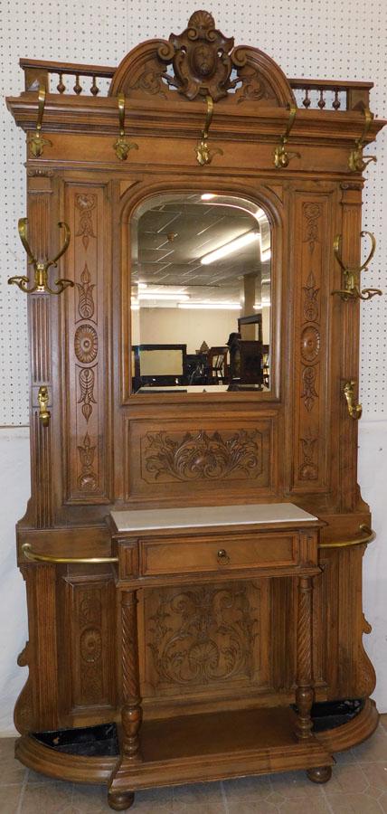 Victorian Walnut Carved Hall Tree (1 of 8)