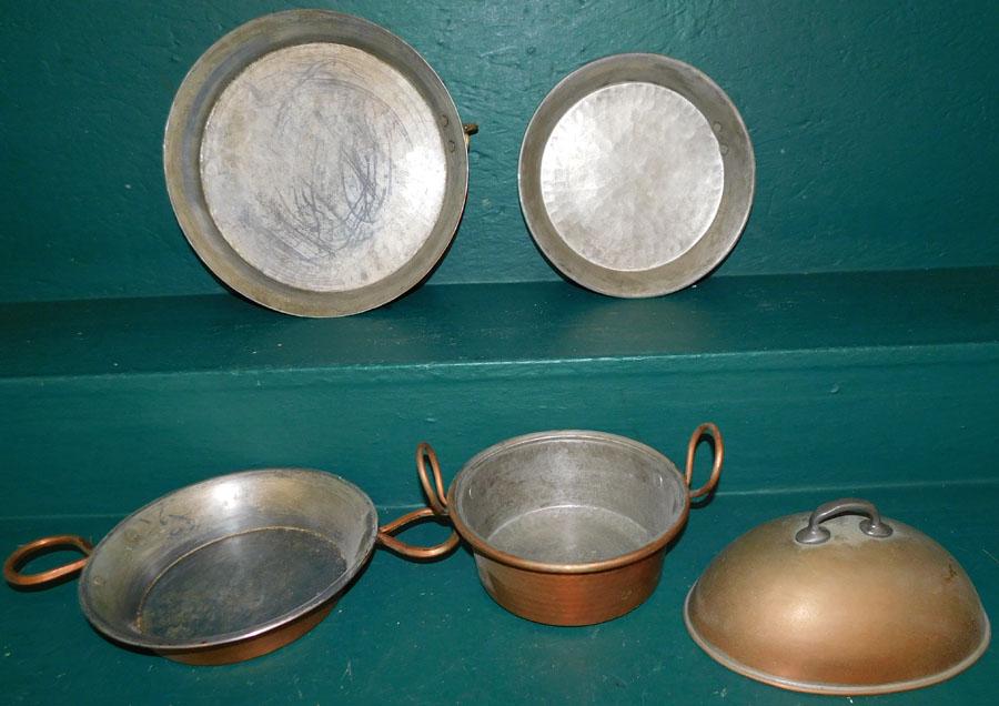 4 Pc Copper Pans & 1 Meat Dome (1 of 2)