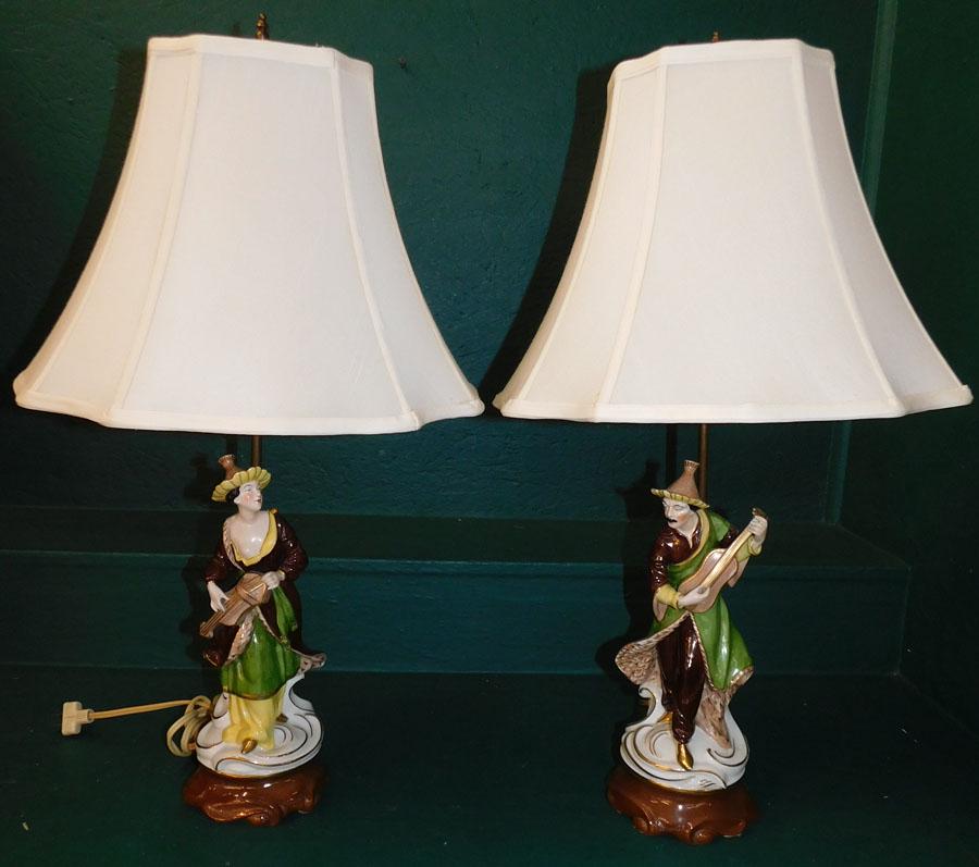 Pair Porcelain Figural Lamps (1 of 6)