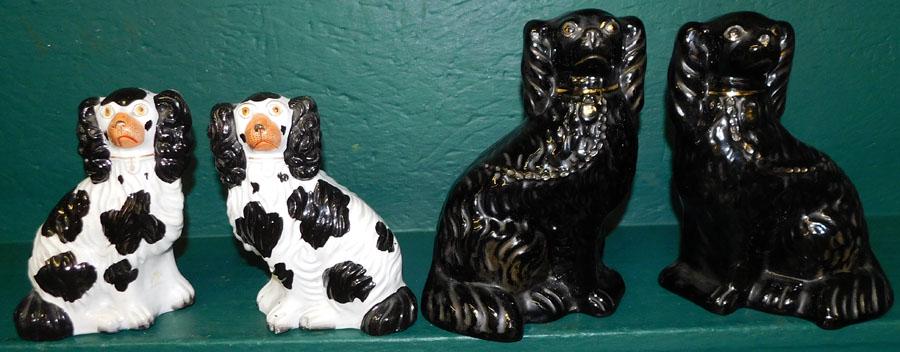 Two Pair 19th C Staffordshire Spaniels (1 of 3)