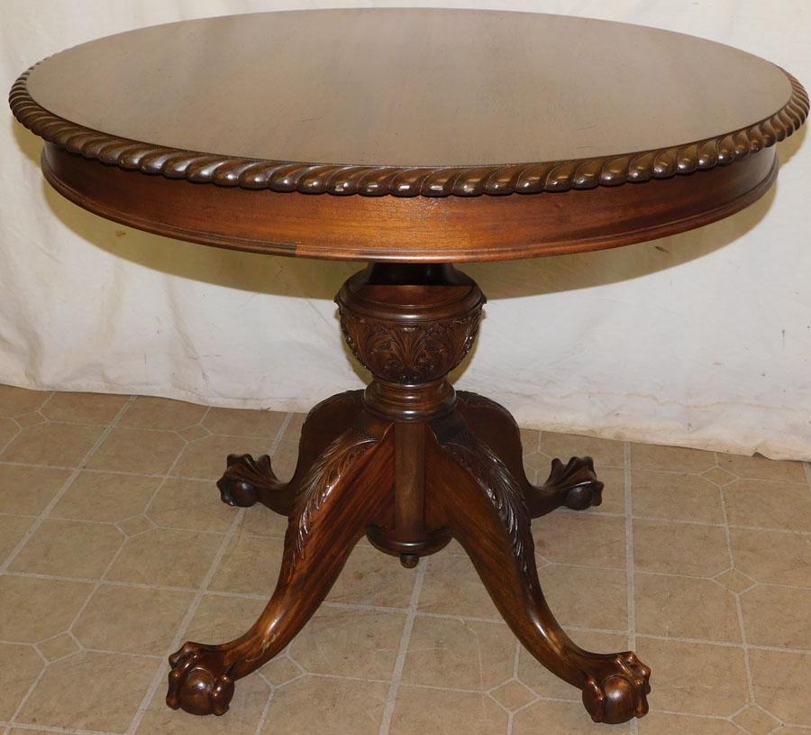 Mahogany Carved Pedestal Center Table (1 of 5)