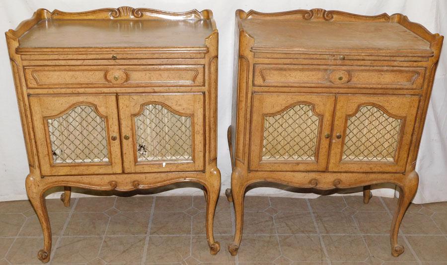 Pair Provincial Walnut Night Stands W/ Slides (1 of 5)