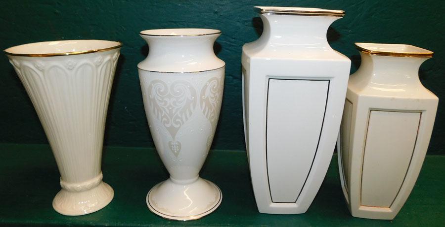 Lot 4 Lenox Porcelain Vases: Lot 4 Lenox Porcelain Vases. 11" H - Tallest