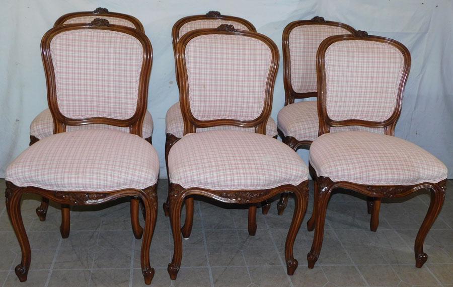 Set 6 Walnut Carved Louis XV Dining Chairs (1 of 5)