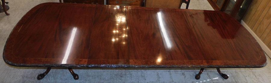 Mah Burl Wood Banded Top 2 Pedestal Table W/ 3 Leaves (1 of 10)