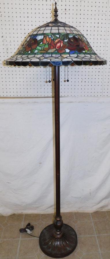 Leaded Stain Glass Floor Lamp: Leaded Stain Glass Floor Lamp. 64 1/2" H